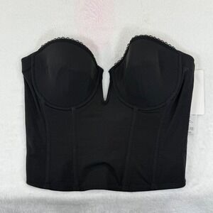 Dominique Apparel Strapless Black Bustier Corset Bra Top Size 36B